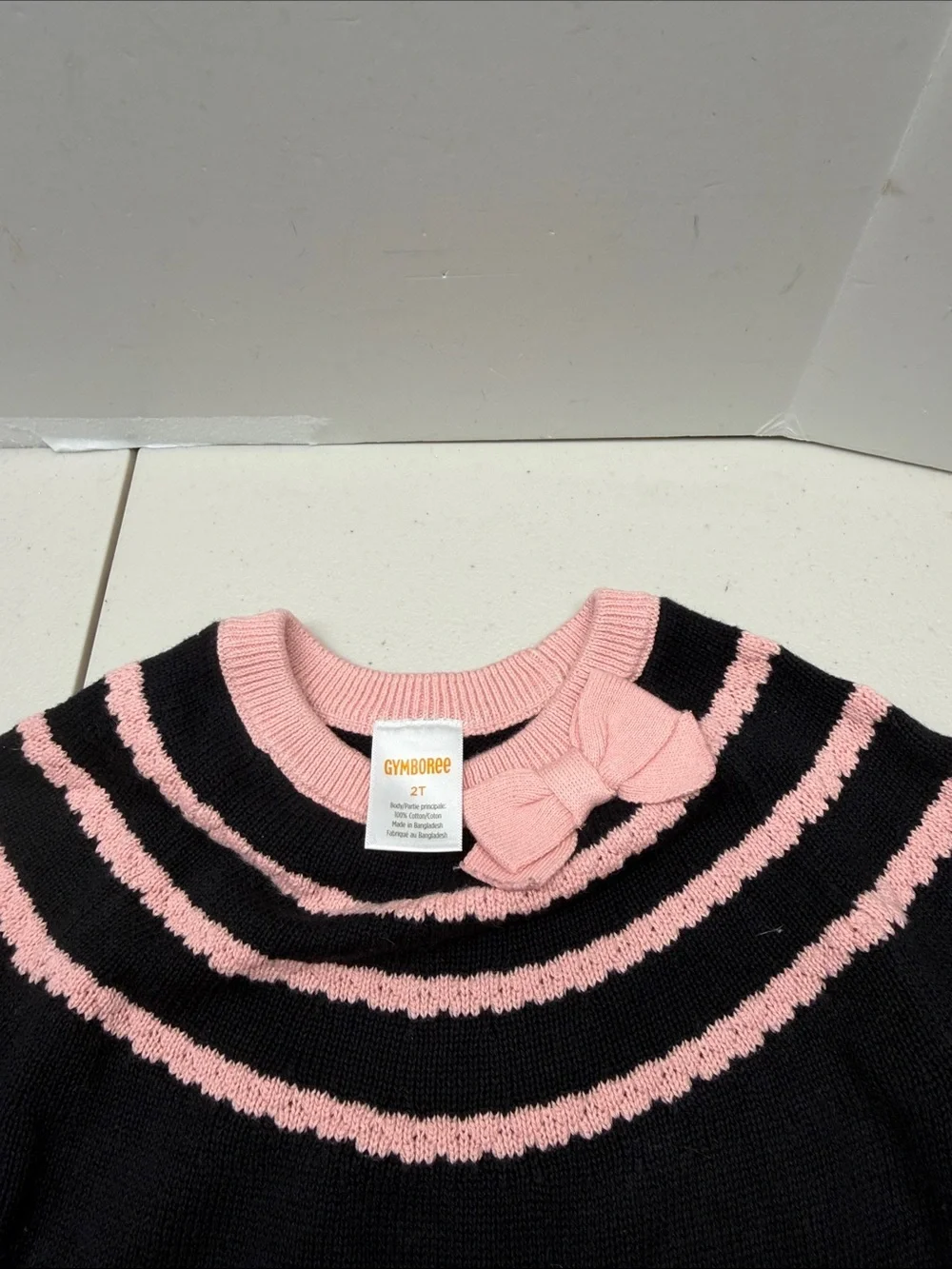 Gymboree Black and Pink Striped Knit Dress with Bow. Size 2T NWOT and 5T NWT